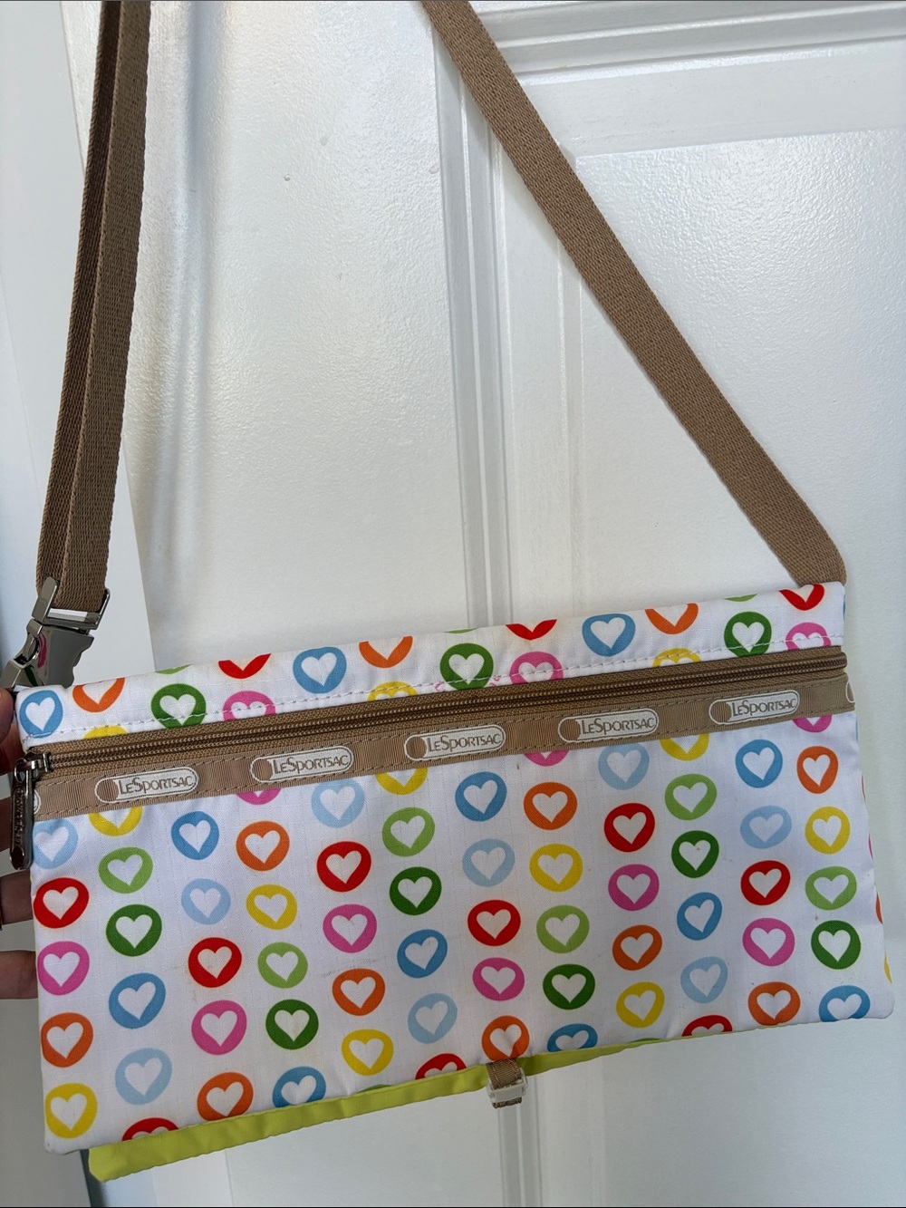 LeSportsac Multicolor Heart Print Crossbody in White Base